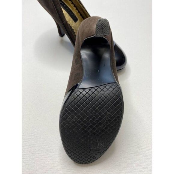 LOVELY PEOPLE Brown Pumps Sz 8 Suede Patent - Picture 3 of 7